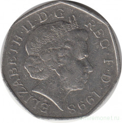 Монета. Великобритания. 50 пенсов 1998 год.