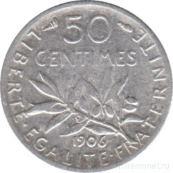 Монета. Франция. 50 сантимов 1906 год.