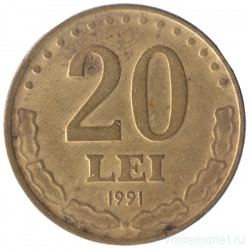 Монета. Румыния. 20 лей 1991 год.