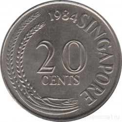 Монета. Сингапур. 20 центов 1984 год.