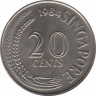 Монета. Сингапур. 20 центов 1984 год. ав.