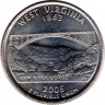 Монета. США. 25 центов 2005 год. Штат № 35 Западная Виргиния.