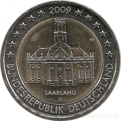 Монета. Германия. 2 евро 2009 год. Саар (D).