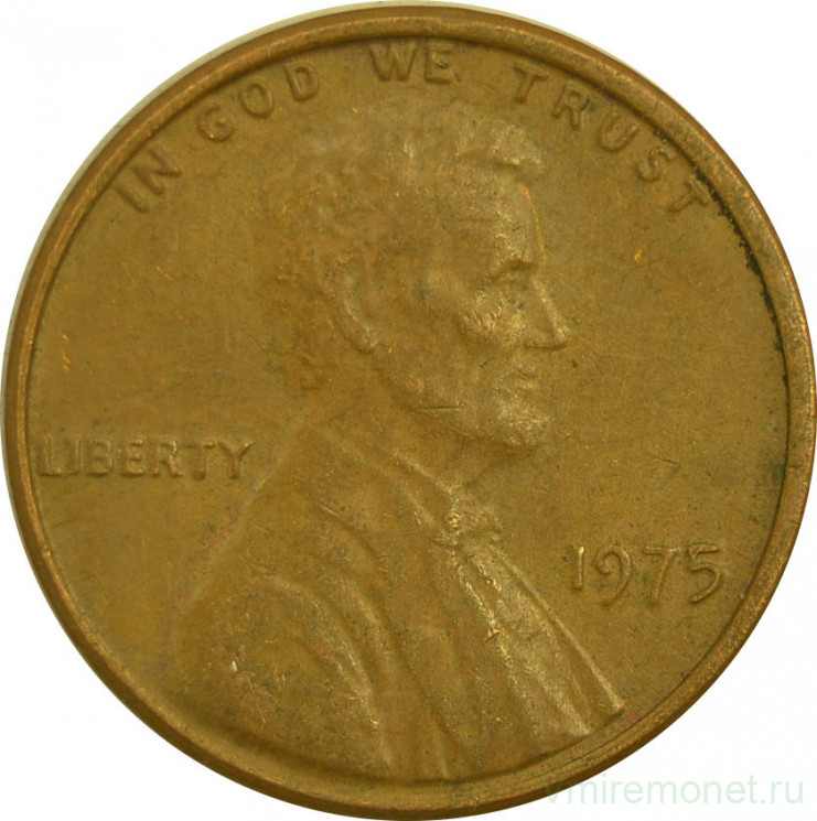 Монета. США. 1 цент 1975 год.