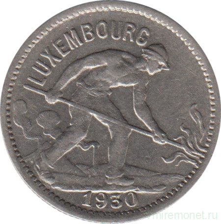 Монета. Люксембург. 50 сантимов 1930 год.
