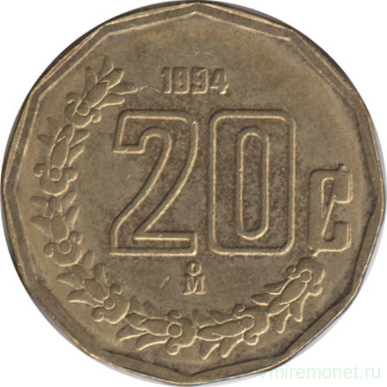 Монета. Мексика. 20 сентаво 1994 год.