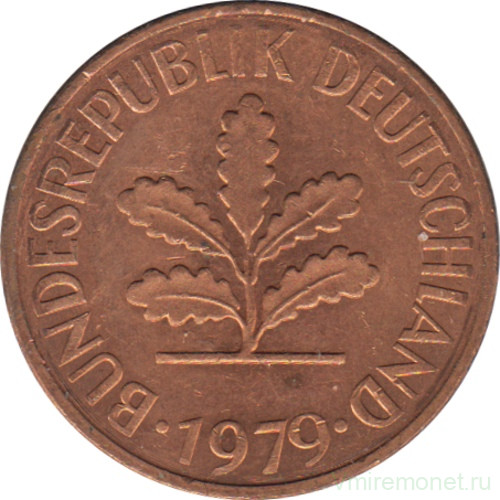 Монета. ФРГ. 2 пфеннига 1979 год. Монетный двор - Гамбург (J).