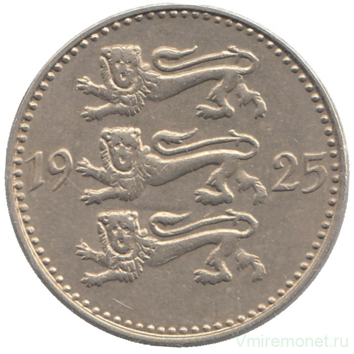 Монета. Эстония. 3 марки 1925 год.