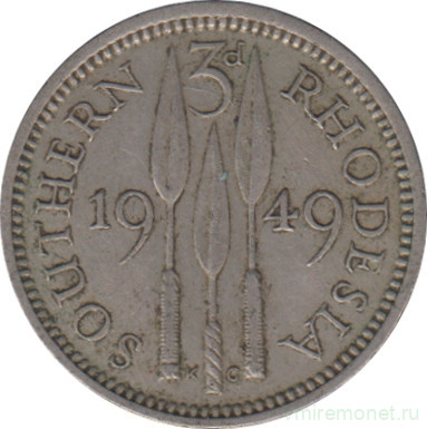 Монета. Южная Родезия. 3 пенса 1949 год.
