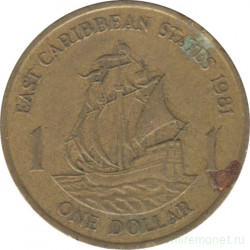 Монета. Восточные Карибские государства. 1 доллар 1981 год.