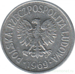Монета. Польша. 10 грошей 1969 год.