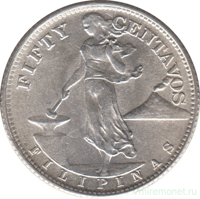 Монета. Филиппины. 50 сентаво 1944 год.