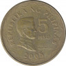 Монета. Филиппины. 5 песо 2005 год. ав.
