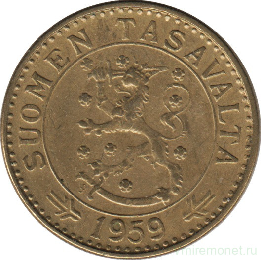 Монета. Финляндия. 20 марок 1959 год.