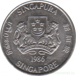 Монета. Сингапур. 20 центов 1986 год.