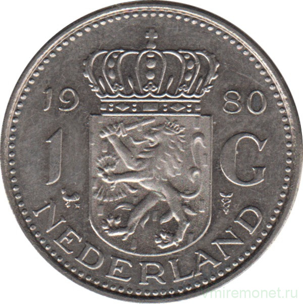Монета. Нидерланды. 1 гульден 1980 год.