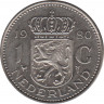 Монета. Нидерланды. 1 гульден 1980 год. ав.