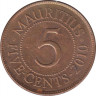 Монета. Маврикий. 5 центов 2010 год. ав.