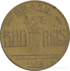 Монета. Бразилия. 500 рейсов 1936 год.