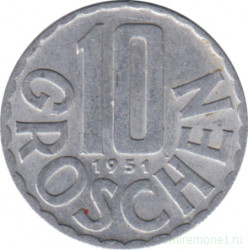 Монета. Австрия. 10 грошей 1951 год.