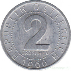Монета. Австрия. 2 гроша 1966 год.