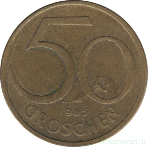 Монета. Австрия. 50 грошей 1965 год.