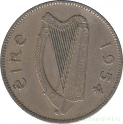 Монета. Ирландия. 1 шиллинг 1954 год.