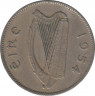 Монета. Ирландия. 1 шиллинг 1954 год. ав.