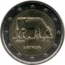 Монета. Латвия. 2 евро 2016 год. Корова. ав