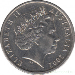 Монета. Австралия. 10 центов 2002 год.