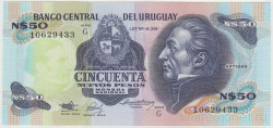 Банкнота. Уругвай. 50 новых песо 1988 - 1989 года. Тип 61А (2).