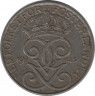 Аверс. Монета. Швеция. 5 эре 1942 год (железо).