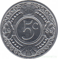 Монета. Нидерландские Антильские острова. 5 центов 1989 год.