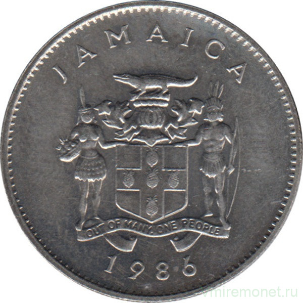 Монета. Ямайка. 10 центов 1986 год.