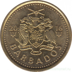 Монета. Барбадос. 5 центов 2016 год.