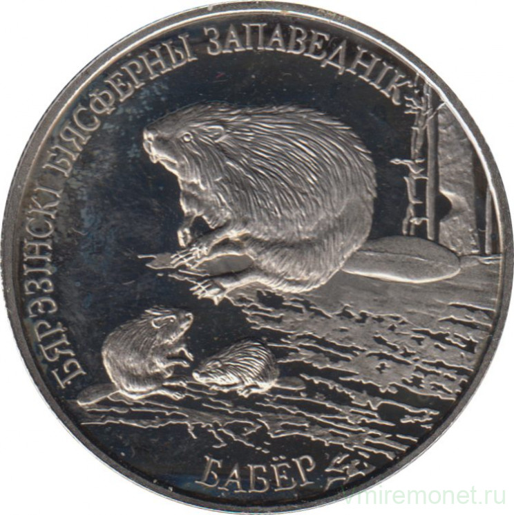 Монета. Беларусь. 1 рубль 2002 год. Березинский биосферный заповедник - бобр.