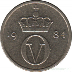 Монета. Норвегия. 10 эре 1984 год.