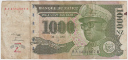 Банкнота. Заир (Конго). 1000 заиров 1995 год. (2 буквы , 7 цифр , буква).