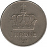  Монета. Норвегия. 1 крона 1974 год. ав.