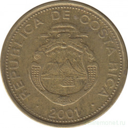 Монета. Коста-Рика. 25 колонов 2001 год.