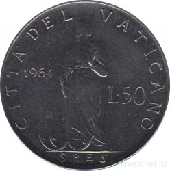 Монета. Ватикан. 50 лир 1964 год.