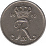 Монета. Дания. 10 эре 1967 год. ав.