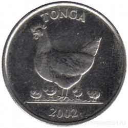 Монета. Тонга. 5 сенити 2002 год.