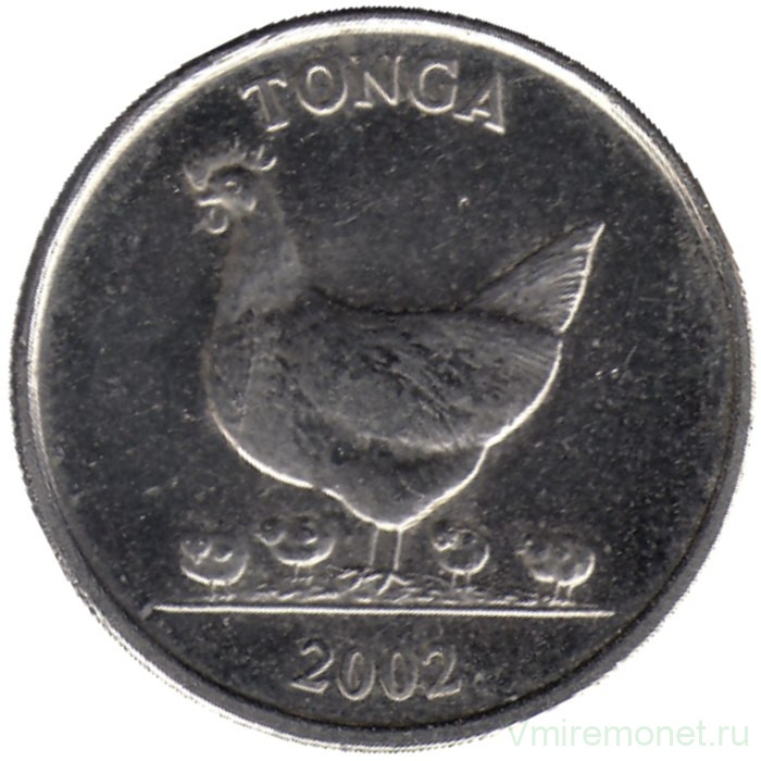 Монета. Тонга. 5 сенити 2002 год.