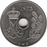  Монета. Дания. 25 эре 1973 год. ав.