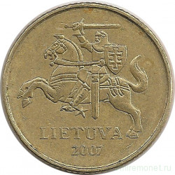Монета. Литва. 10 центов 2007 год.