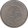 Монета. Суринам. 25 центов 1974 год. ав.
