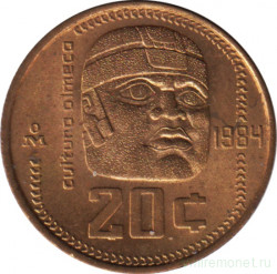 Монета. Мексика. 20 сентаво 1984 год.