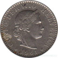 Монета. Швейцария. 20 раппенов 1961 год.