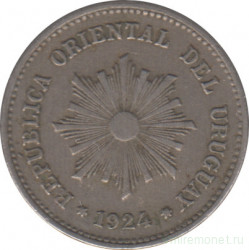 Монета. Уругвай. 1 сентесимо 1924 год.